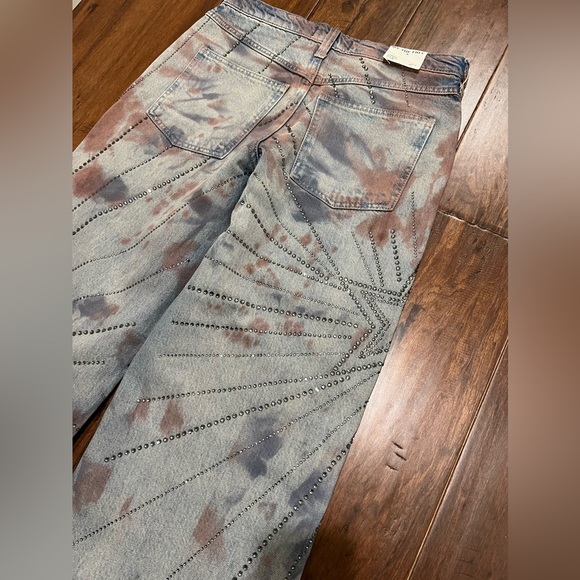 Free people Aurora Mid Rise Straight Jeans size 24 $248- Swarovski Crystals!! - Picture 13 of 16